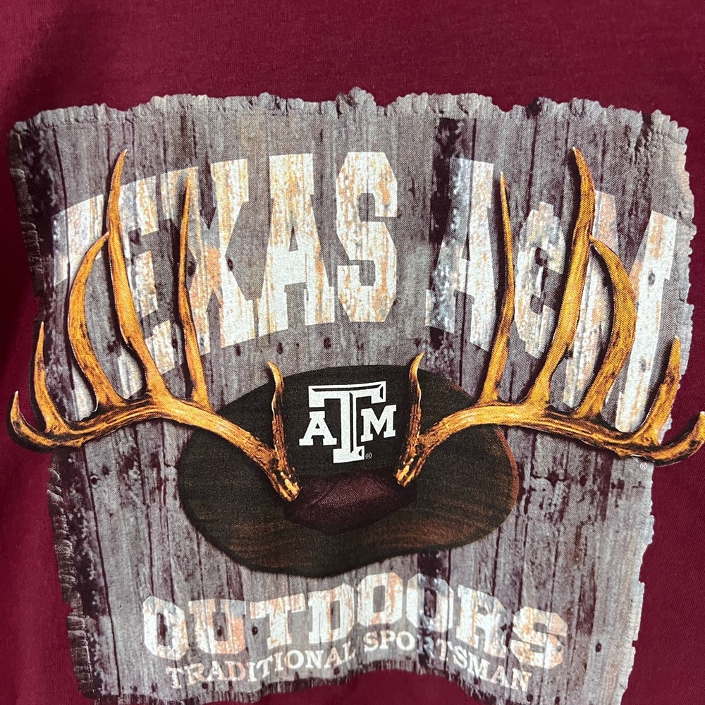 NWOT, Men’s Aggie Outdoors maroon t-shirt, 2 XL.